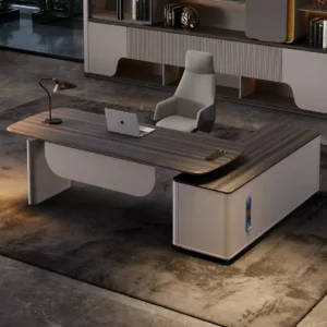 Smart height-adjustable office desk with a luxurious and sophisticated feel, perfect for executives, managers, and supervisors.